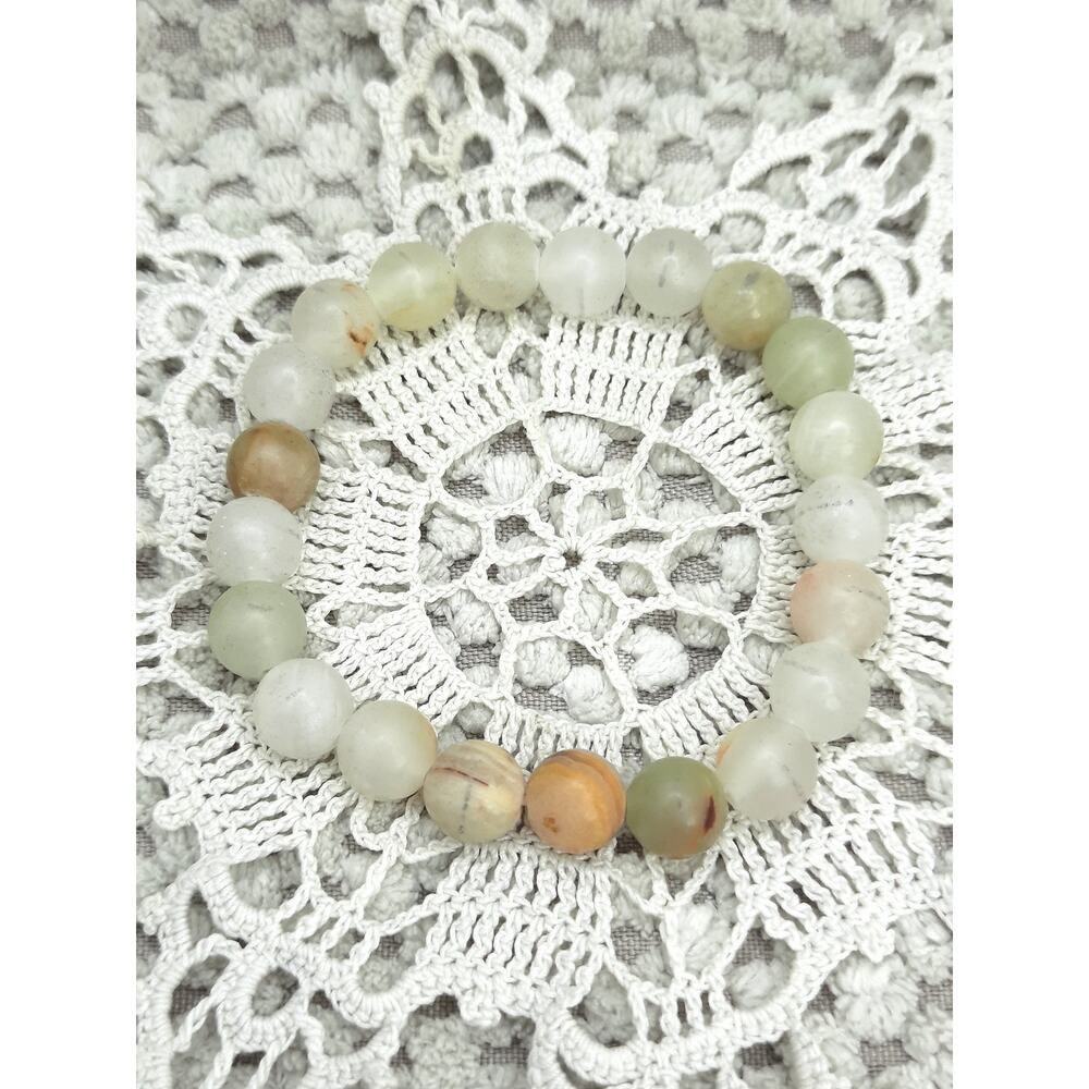 Artisan Afghan Jade Beaded Bracelet Stretch 8mm Gemstone Neutral Unisex NEW
